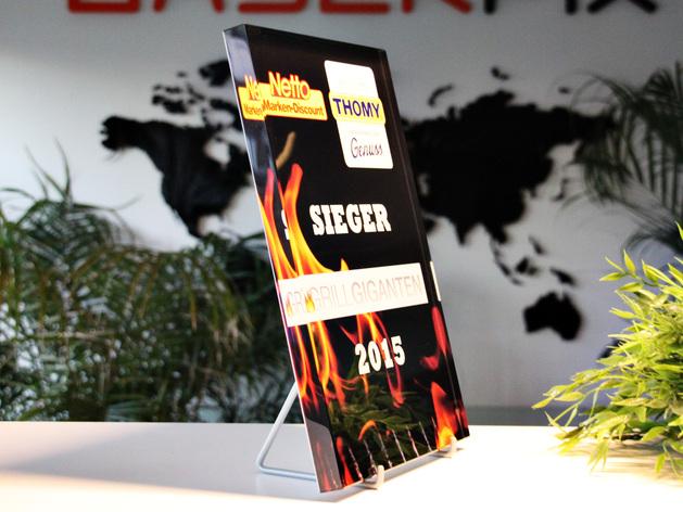 UV Druck im Flachglas mit Ständer für Penny Award 2015 UV Druck im Flachglas mit Ständer für Penny Award 2015